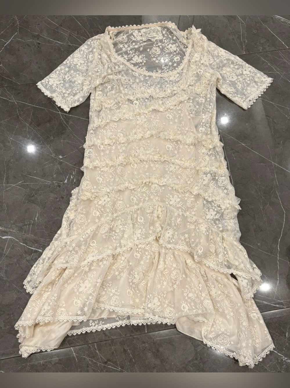 Johnny Was Love Bohemian Lace Festival Dress + Slip Dress Off White XS Coachella